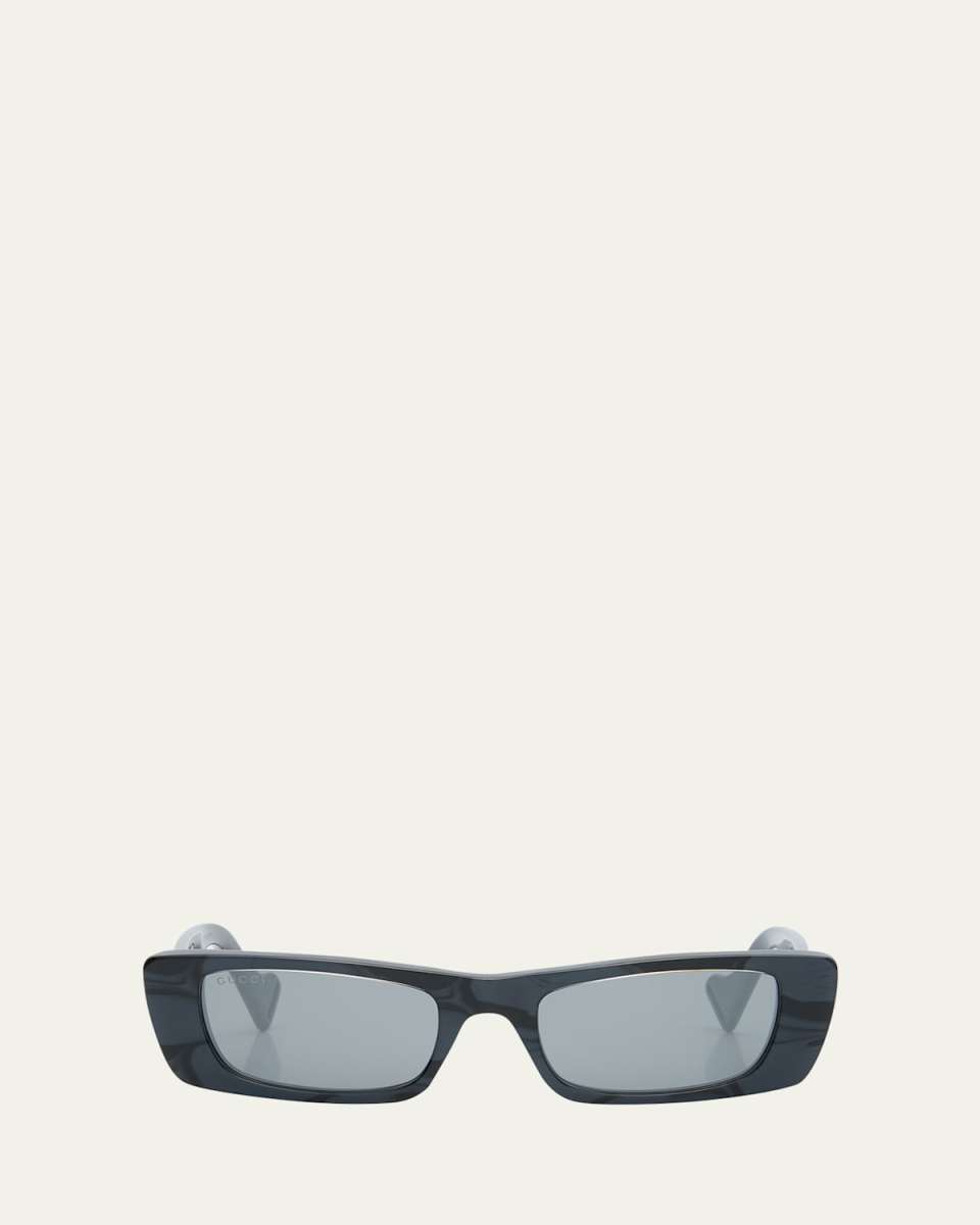 Monochromatic Rectangle Sunglasses w/ Interlocking G Temples